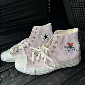 NWOT Converse Women's Embroidered Amethyst Crystal High Tops
